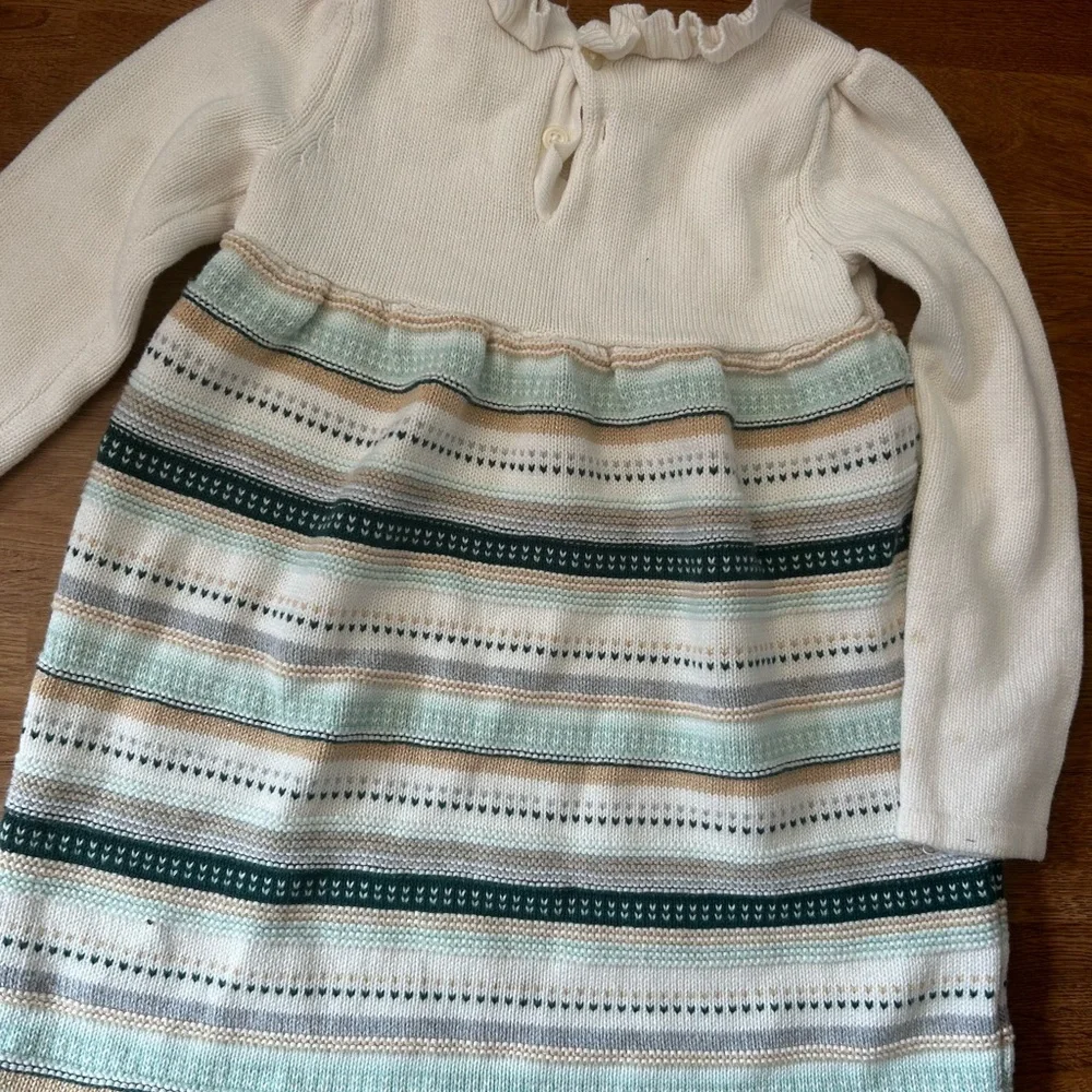 Gymboree Striped knitted Sweater - Cream and Green